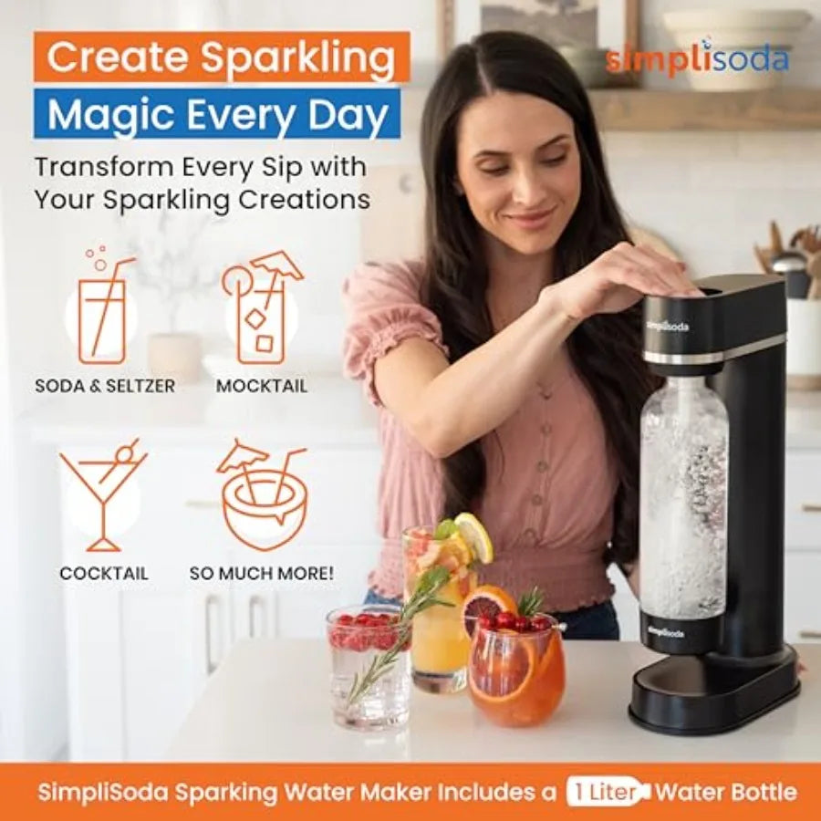 BL Sparkling Water Maker Premium Soda Streaming Machine Carbonated Water Machine and Soda Maker - Black Machine + - AliExpress 6